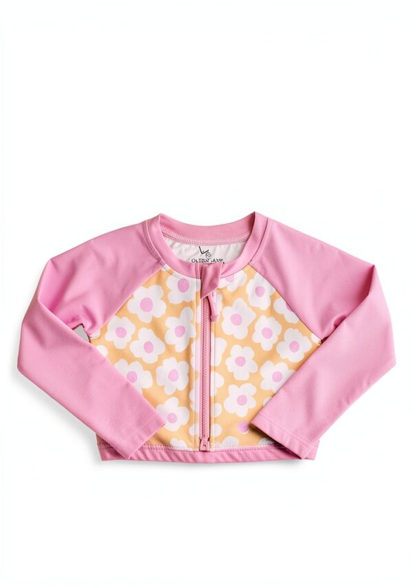 UPF 50+ Baby Girls Rash Guard Shirt Nylon Spandex Bow Style-4