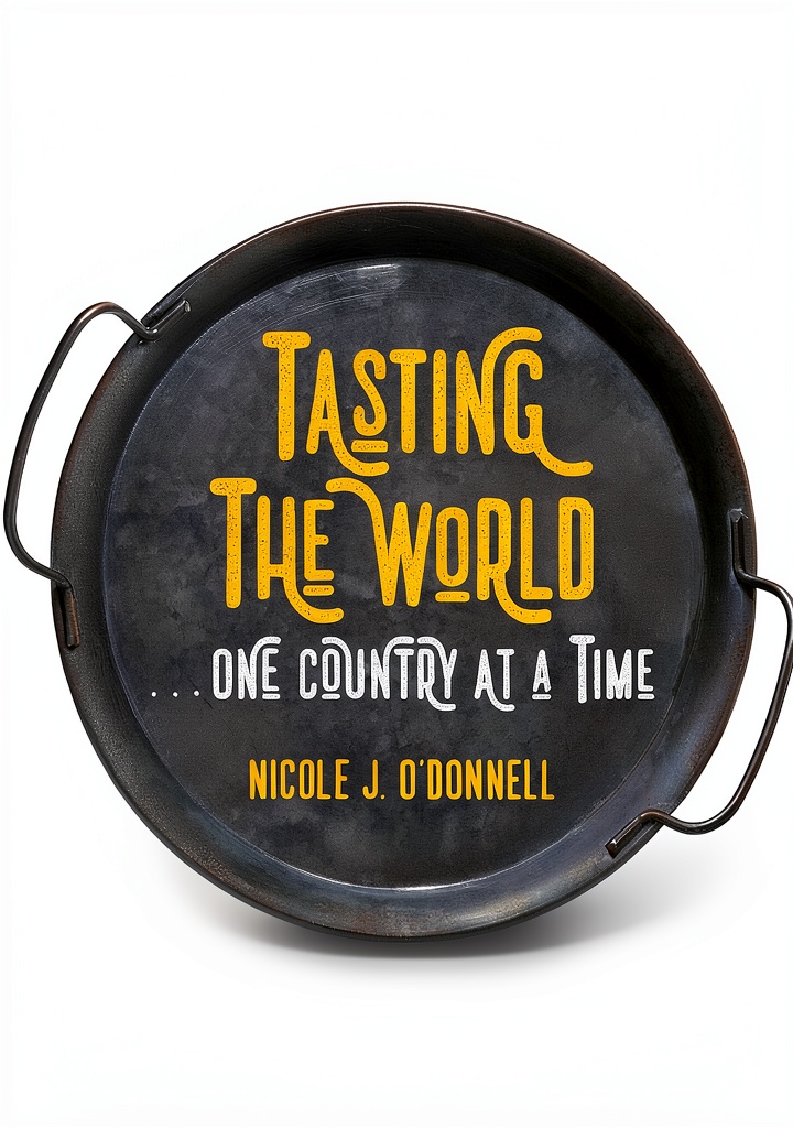 'Tasting the World Kindle book open on a tablet showing international recipes'