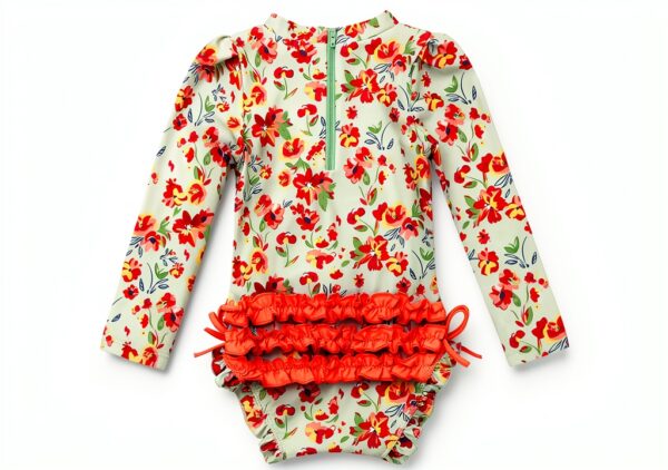 iiniim Baby Girls Swimsuit Long Sleeve Zipper Rash Guard-1