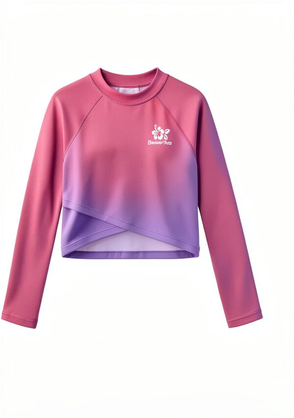 Girls Rash Guard Swim Shirt UPF 50+ Sun Protection Crop Top-2