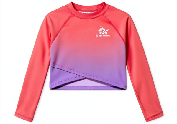 Girls Rash Guard Swim Shirt UPF 50+ Sun Protection Crop Top-0