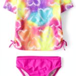 Girls Rashguard Swimsuit UPF 50 Recycled Polyester Heart Tie-0