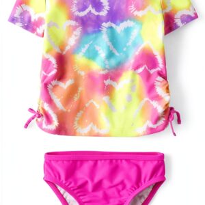Girls Rashguard Swimsuit UPF 50 Recycled Polyester Heart Tie-0
