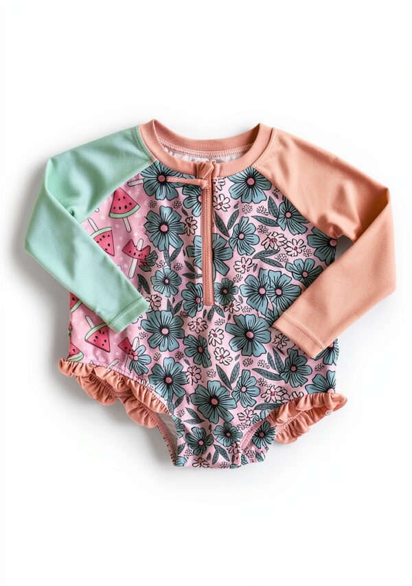 Baby Girls Rash Guard Shirt Nylon Spandex Bow Style UV-5