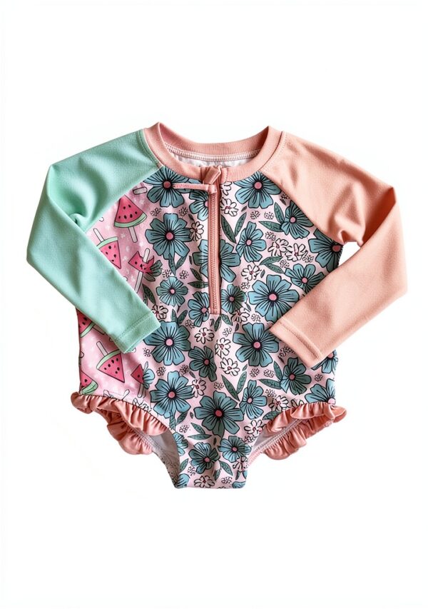 UPF 50+ Baby Girls Rash Guard Shirt Nylon Spandex Bow Style-5