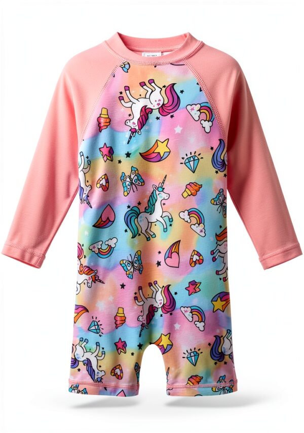 Pink Girls UPF 50 Swimwear Quick Drying Baby One Piece-1