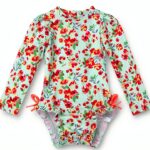 iiniim Baby Girls Swimsuit Long Sleeve Zipper Rash Guard-0