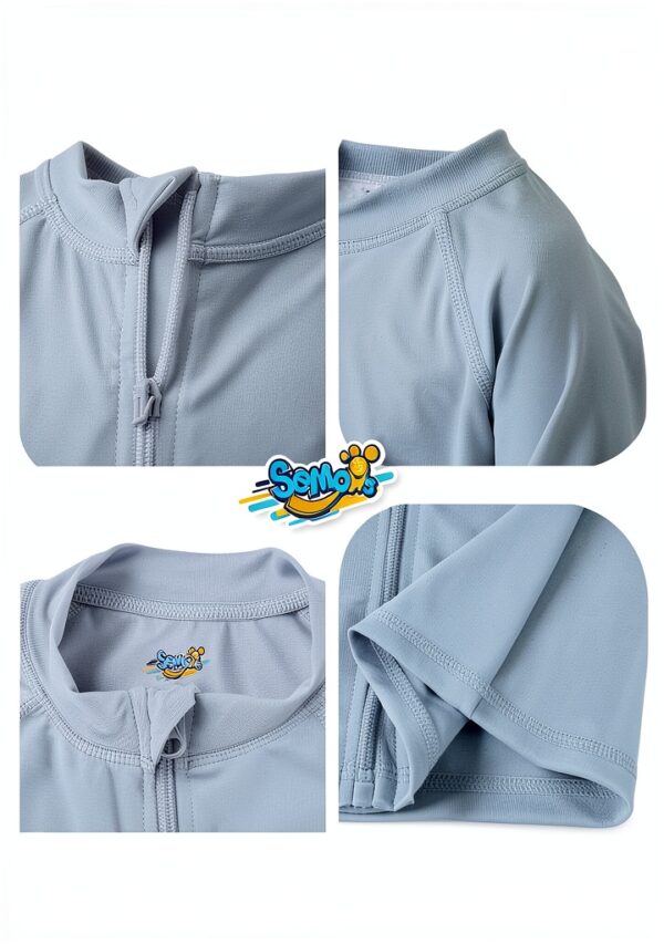 Boys UPF 50 Rash Guard Long Sleeve Swim Shirt Zipper-4