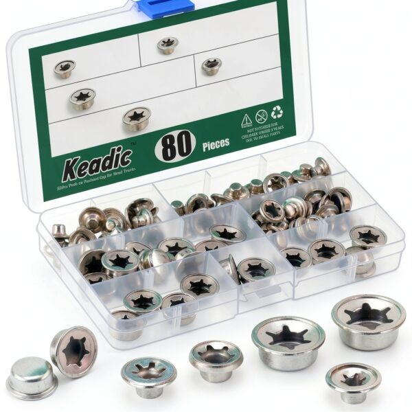 Keadic 80 Pcs Steel Pushnut Caps Zinc Plated for 5/8 Inch Axles-0