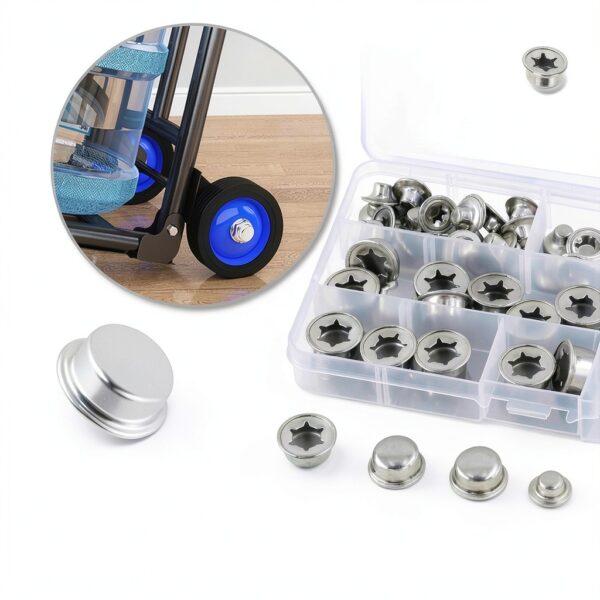 Keadic 80 Pcs Steel Pushnut Caps Zinc Plated for 5/8 Inch Axles-4