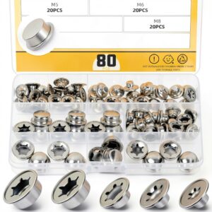 Mardatt Push Nut Axle Cap 80pcs Set 1/2"-2/5" Mechanical Zinc Plating-0