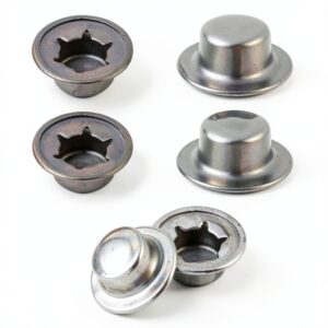 3/8" Push on Pushnut Caps, 6 Pcs 3/8" Axle Cap Nut Spring Steel for Rolling Bins Lawn Push Wagons Hand Trucks-0