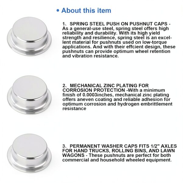 12PCS Dolly Wheel Lock Washer Stainless 1/2 Axle Caps Classicseali-4