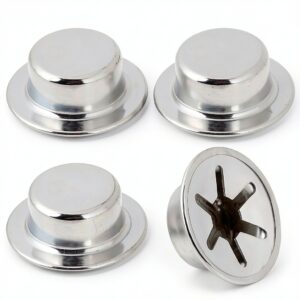 Push on Pushnut Cap Fits 5/8 Inch Axles, 4 Pack Spring Steel Permanent Washer Caps with Mechanical Zinc Plating for Hand Trucks, Rolling Bins and Lawn Push Wagons,Alternative for Cotter Pins-0