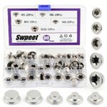 Swpeet 80Pcs Spring Steel Pushnut Cap Stud Kit - Zinc Finish 5 Sizes-0