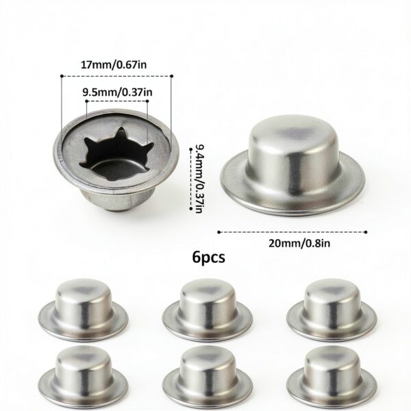 3/8" Push on Pushnut Caps, 6 Pcs 3/8" Axle Cap Nut Spring Steel for Rolling Bins Lawn Push Wagons Hand Trucks-1