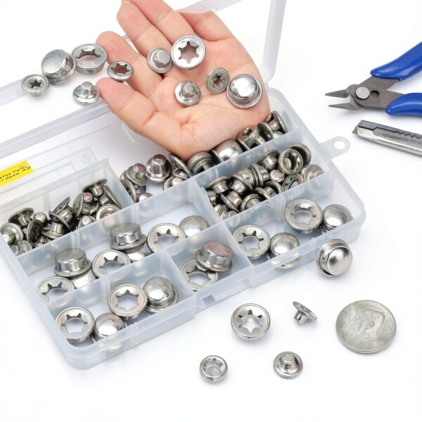 Mardatt Push Nut Axle Cap 80pcs Set 1/2"-2/5" Mechanical Zinc Plating-4